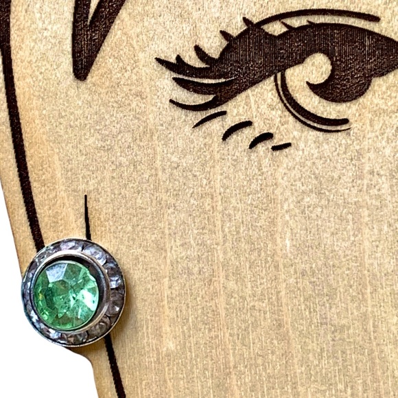 Light Green & Clear Crystal Stud Pierced Women’s Earrings Jewelry Summer Spring - Picture 2 of 5